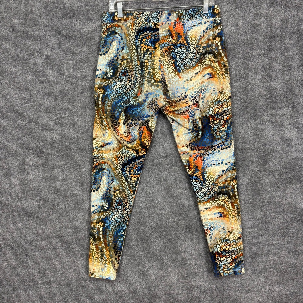 Soft Surroundings Leggings Womens M Blue Mosaic Cotton Blend Stretch Pull On - Picture 3 of 12